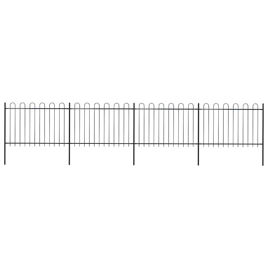 Gartenzaun mit Rundbogen Stahl 714,5 x 120 cm Schwarz