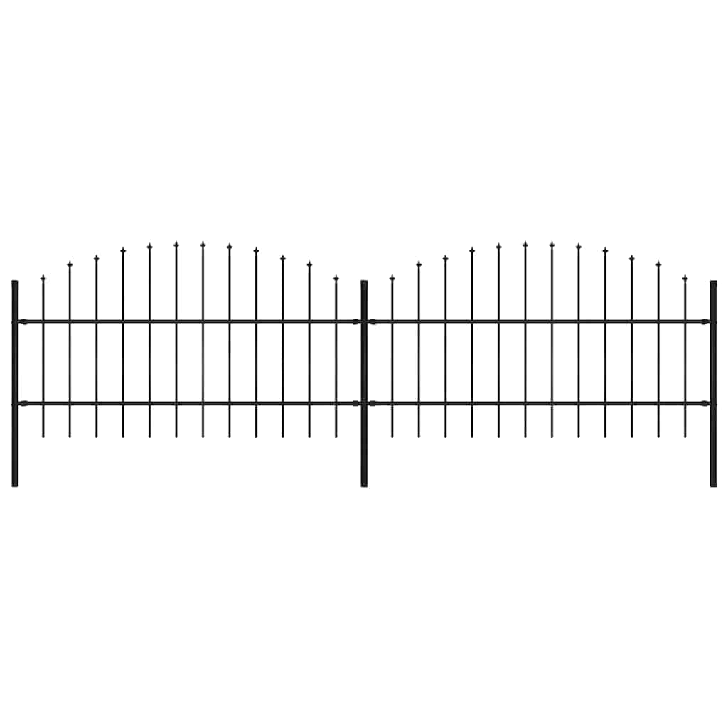 Gartenzaun mit Speerspitze Stahl 359 x 100 cm Schwarz