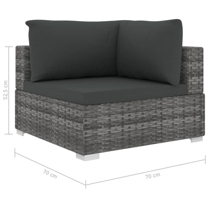 4-tlg. Garten-Lounge-Set mit Auflagen Poly Rattan Grau
