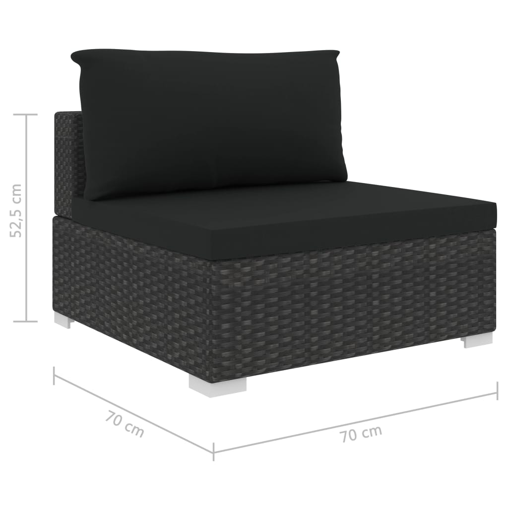 4-tlg. Garten-Lounge-Set mit Auflagen Poly Rattan Schwarz