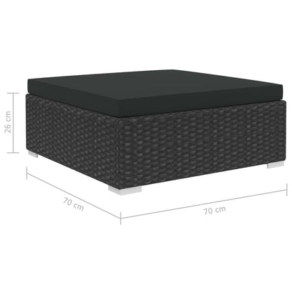 4-tlg. Garten-Lounge-Set mit Auflagen Poly Rattan Schwarz