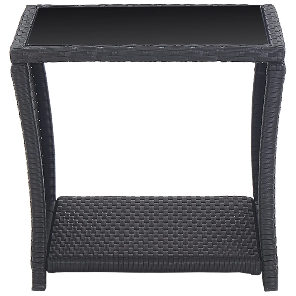3-tlg. Bistro-Set mit Auflagen Poly Rattan Schwarz