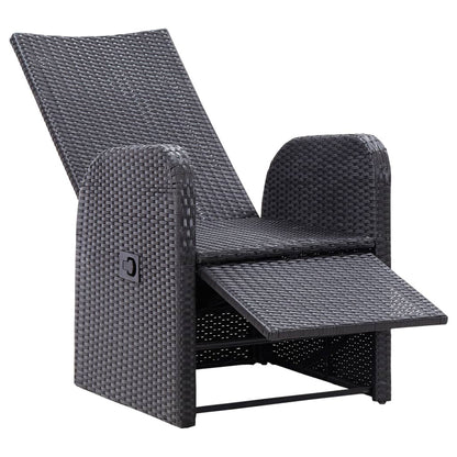 3-tlg. Bistro-Set mit Auflagen Poly Rattan Schwarz