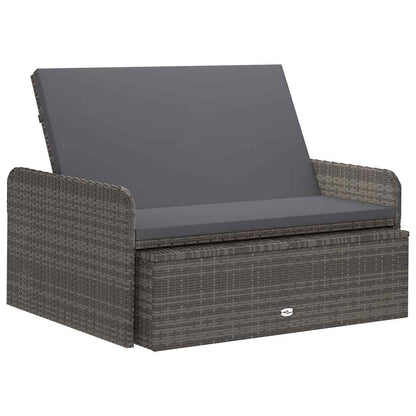 2-tlg. Garten-Lounge-Set mit Auflagen Poly Rattan Grau