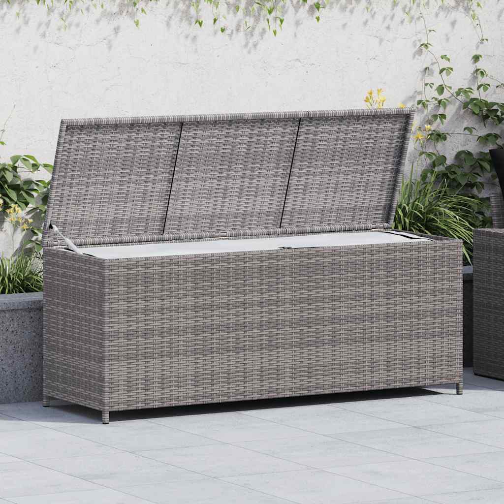 Garten-Auflagenbox Grau 150x50x60 cm Poly Rattan