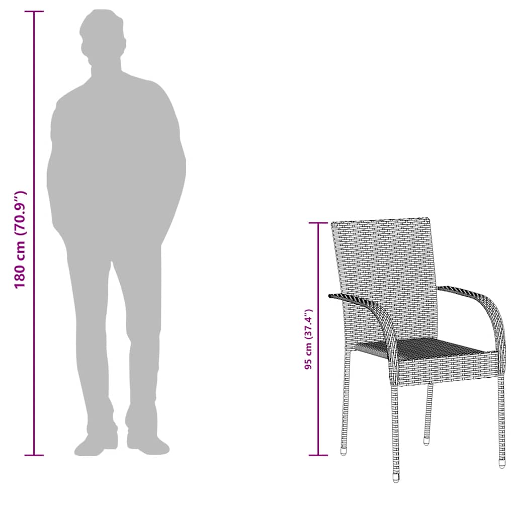 Gartenstühle Stapelbar 2 Stk. Grau Poly Rattan