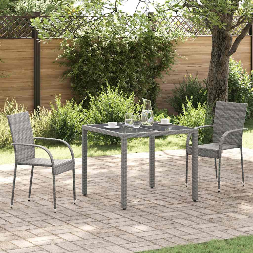 Gartenstühle Stapelbar 2 Stk. Grau Poly Rattan