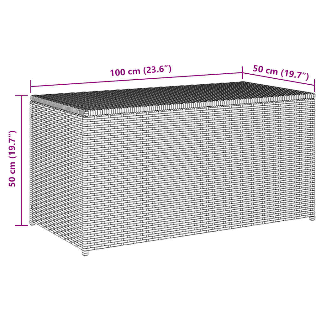 Gartenbox Poly Rattan 100x50x50 cm Grau