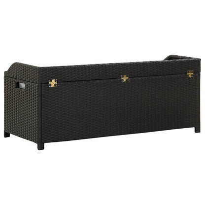 Sitzbank mit Stauraum 120 cm Poly Rattan Schwarz