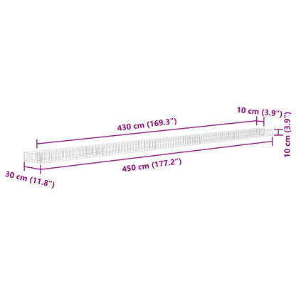 Gabionen-Hochbeet Verzinkter Stahl 450x30x10 cm