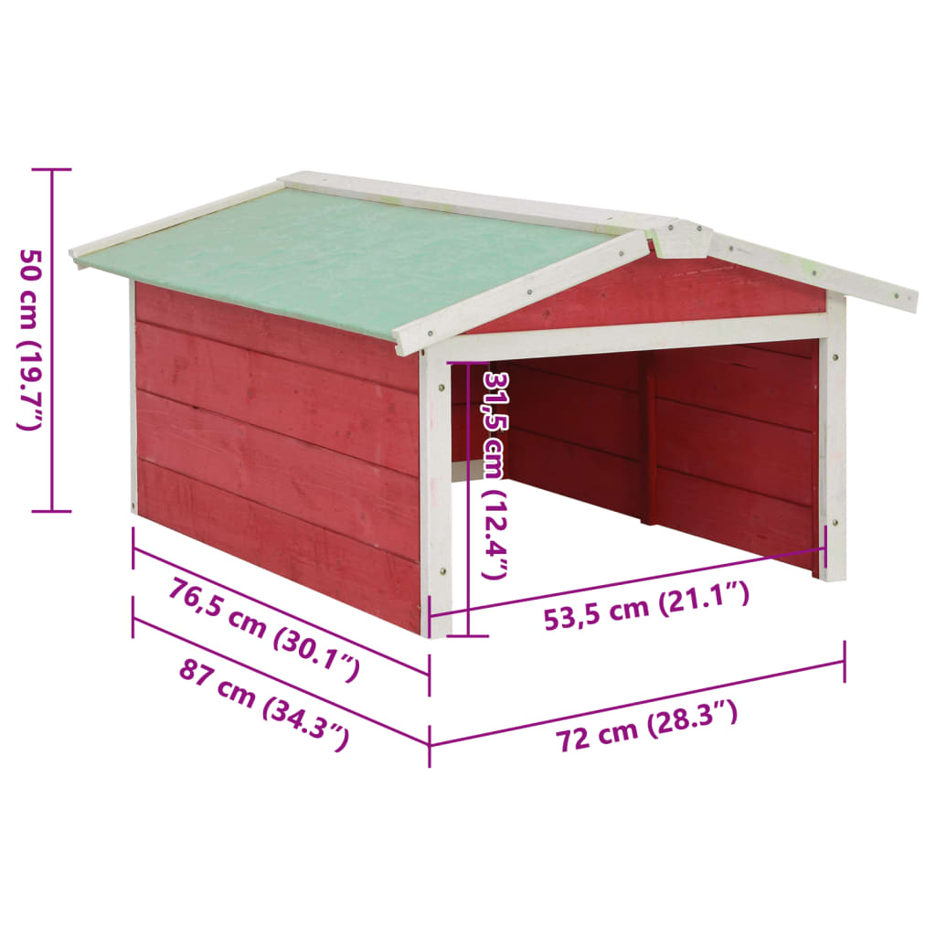 Roboter-Rasenmäher Garage 72x87x50 cm Rot Weiß Tannenholz
