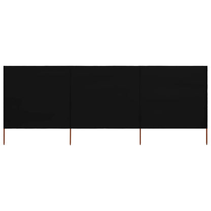 3-teiliges Windschutzgewebe 400 x 120 cm Schwarz