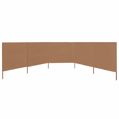 5-teiliges Windschutzgewebe 600 x 80 cm Taupe