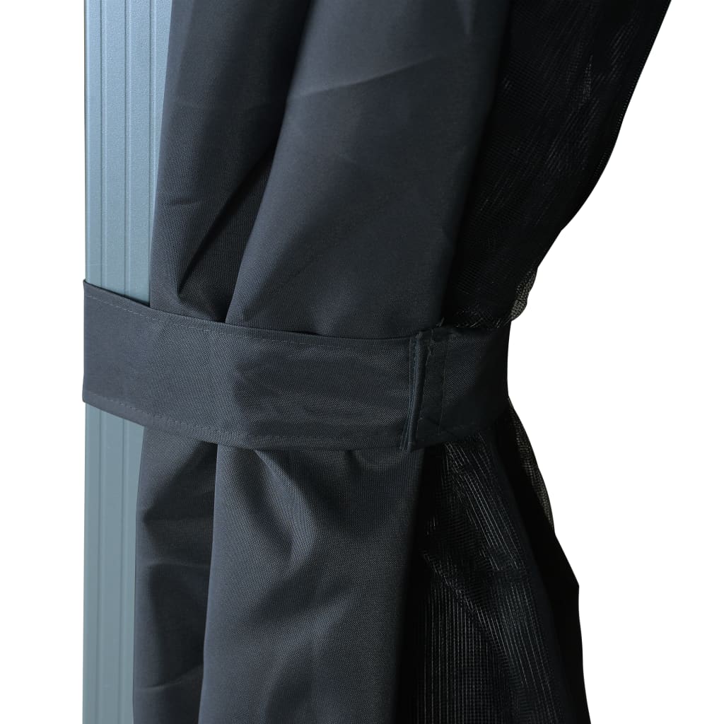 Pavillon mit Vorhängen 300×300 cm Anthrazit Aluminium