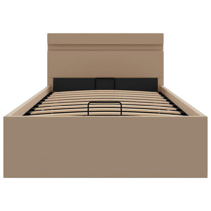 Bett mit Bettkasten LED Cappuccino-Braun Kunstleder 100x200 cm