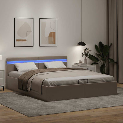 Stauraumbett mit LED Cappuccino-Braun Kunstleder 160×200cm