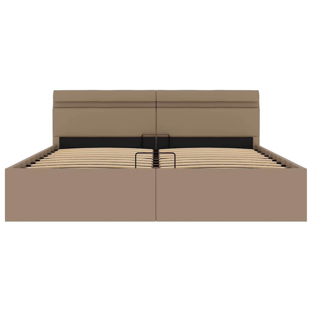 Stauraumbett mit LED Cappuccino-Braun Kunstleder 160×200cm