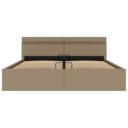 Stauraumbett mit LED Cappuccino-Braun Kunstleder 180×200cm