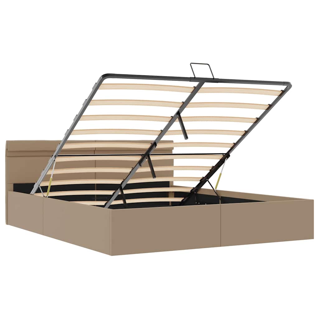 Stauraumbett mit LED Cappuccino-Braun Kunstleder 180×200cm