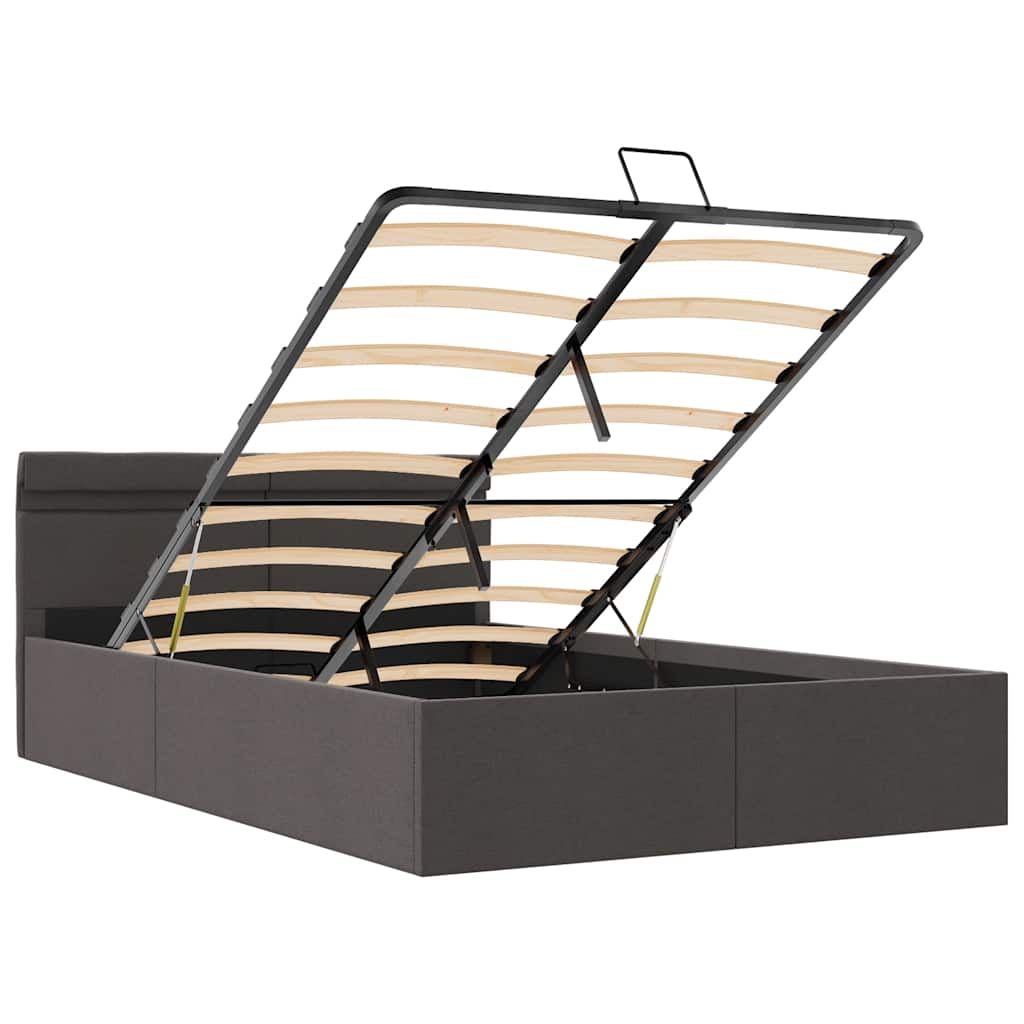 Bett mit Bettkasten Hydraulisch LED Dunkelgrau Stoff 120x200 cm