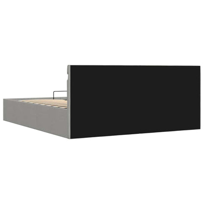 Bett mit Bettkasten Hydraulisch LED Hellgrau Stoff 160x200 cm