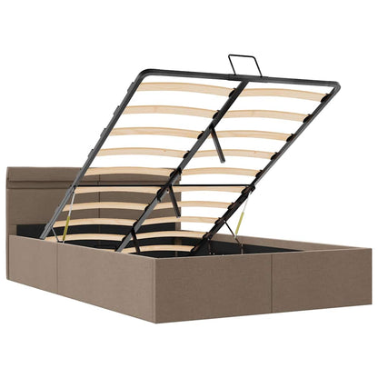 Bett mit Bettkasten Hydraulisch mit LED Taupe Stoff 120x200 cm