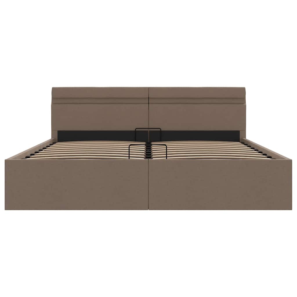Bett mit Bettkasten Hydraulisch mit LED Taupe Stoff 160x200 cm