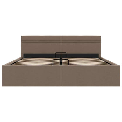 Bett mit Bettkasten Hydraulisch mit LED Taupe Stoff 160x200 cm