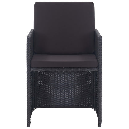 13-tlg. Garten-Essgruppe mit Auflagen Poly Rattan Schwarz