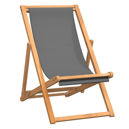 Strandstuhl Klappbar Massivholz Teak Grau