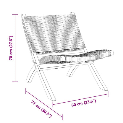 Relaxstuhl Grau Natur Kubu-Rattan und Massivholz Mahagoni