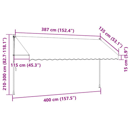 Einziehbare Markise Handbetrieben mit LED 400 cm Weiß Orange