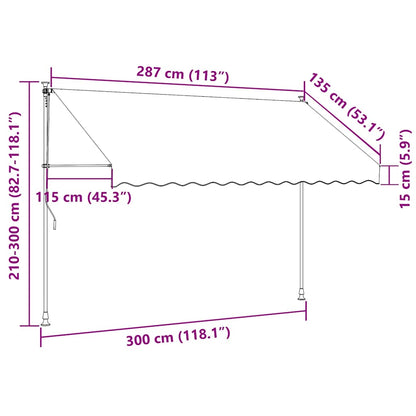 Einziehbare Markise Handbetrieben mit LED 300 cm Creme