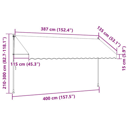 Einziehbare Markise Handbetrieben mit LED 400 cm Creme
