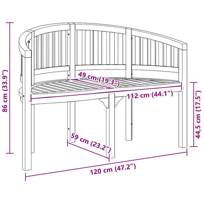 Bananenbank 120 cm Massivholz Teak