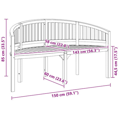 Bananenbank 151 cm Massivholz Teak