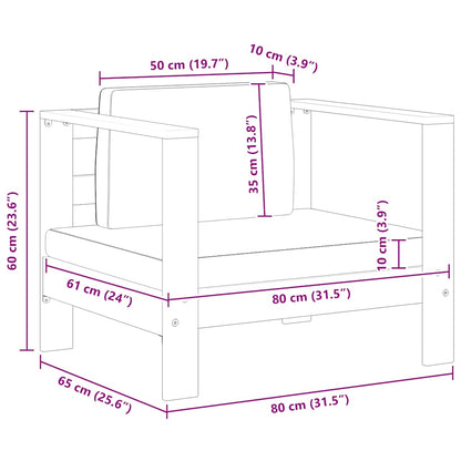 Gartenstuhl mit Auflagen Creme Akazie Massivholz
