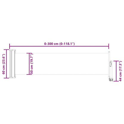 Ausziehbare Seitenmarkise 60×300 cm Rot