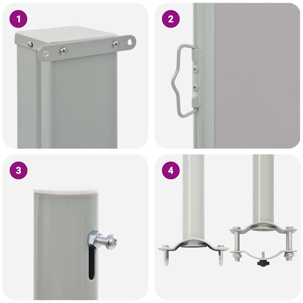 Ausziehbare Seitenmarkise 80×300 cm Grau