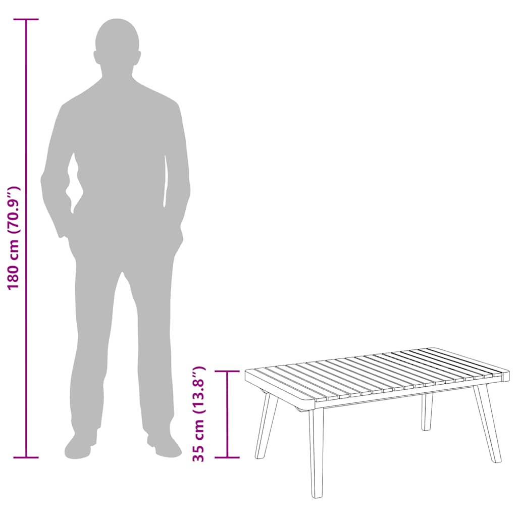 Garten-Couchtisch 90x55x35 cm Massivholz Akazie