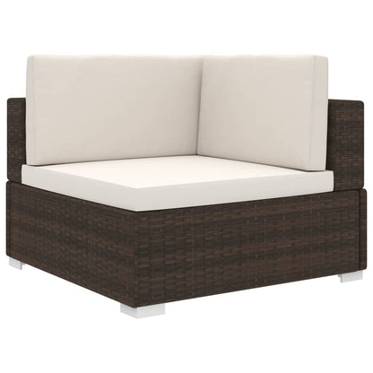 Modular-Ecksessel mit Kissen Poly Rattan Braun