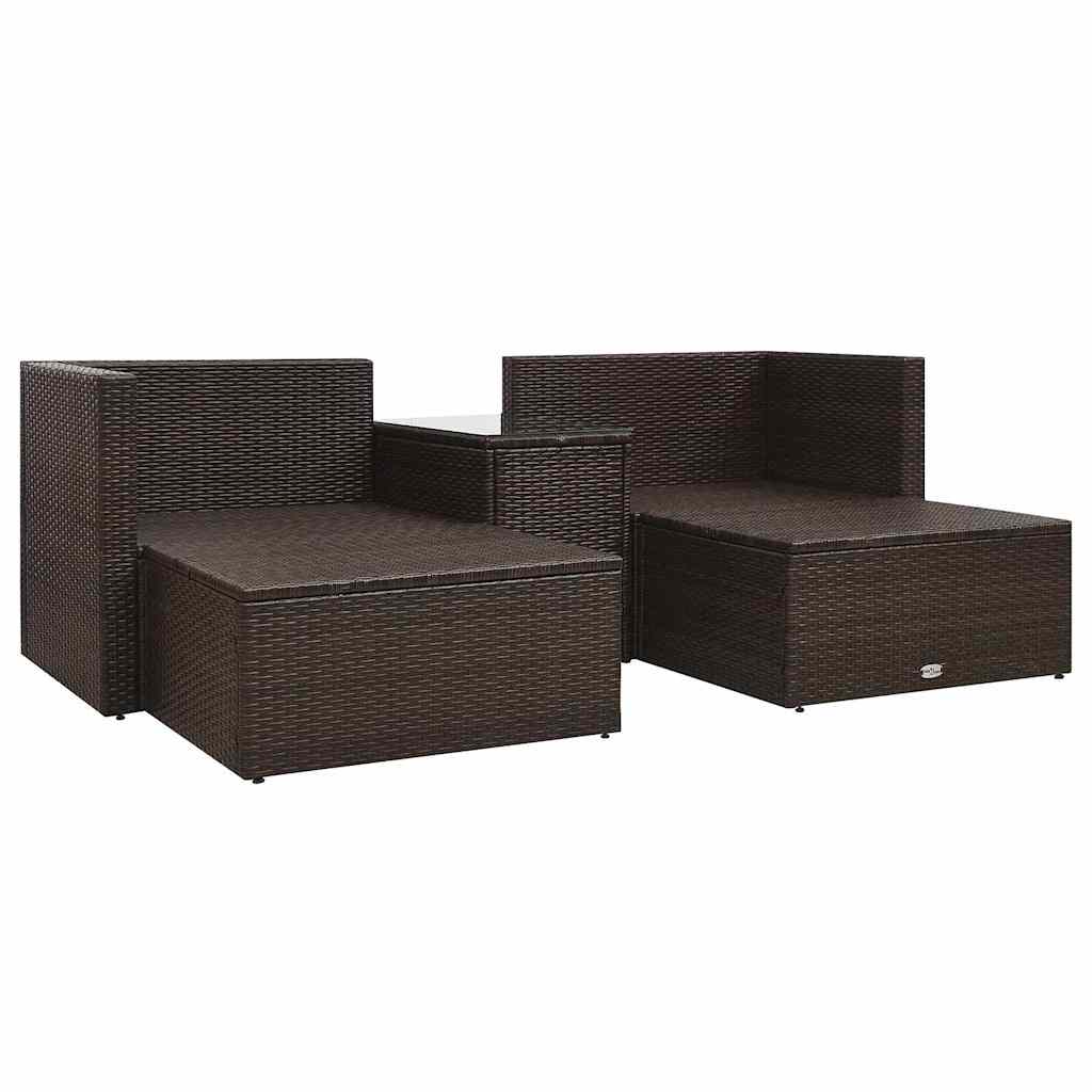 5-tlg. Garten-Lounge-Set mit Auflagen Poly Rattan Braun