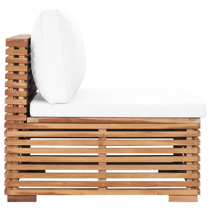 Garten-Mittelsofa mit Cremeweißer Auflage Massivholz Teak