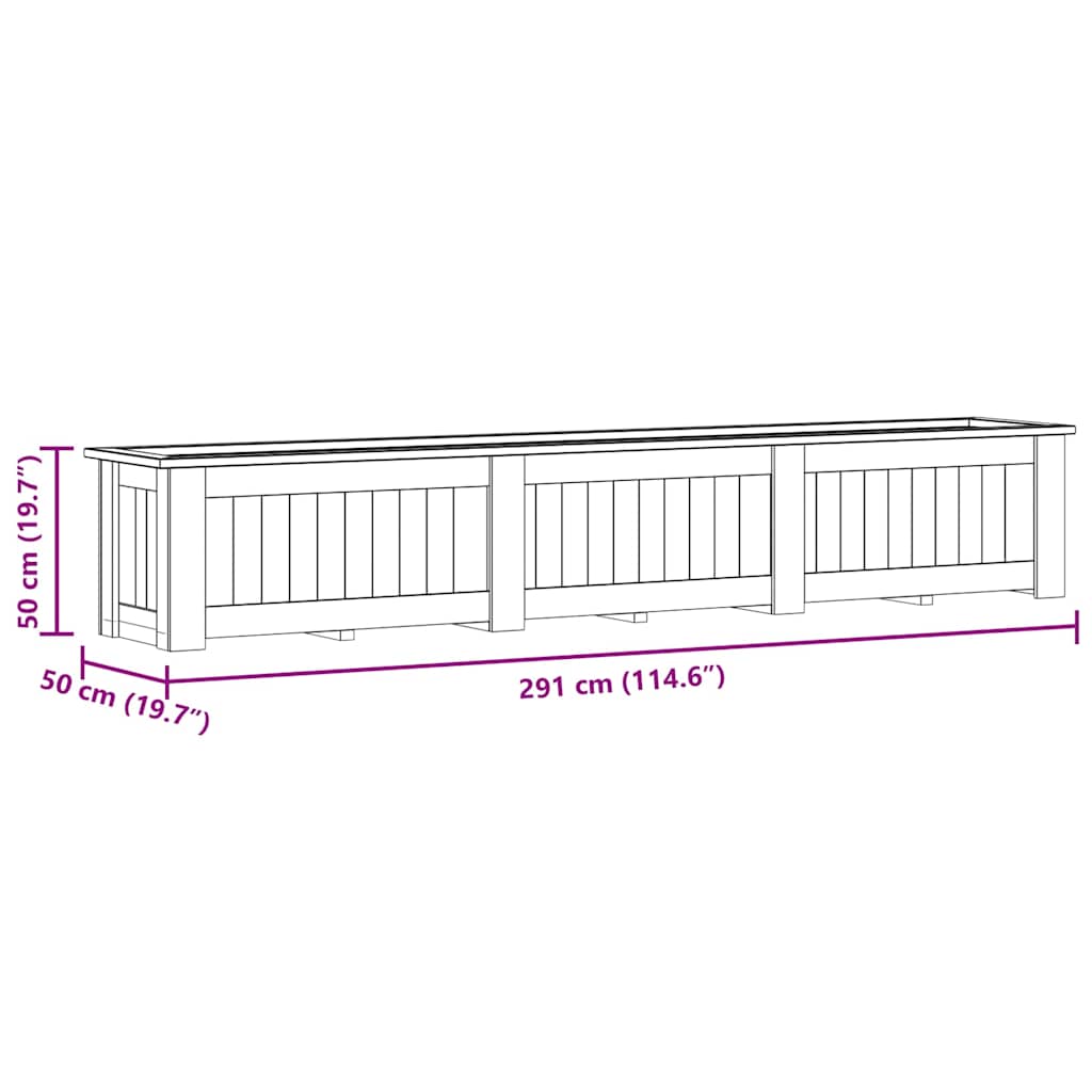 Hochbeet 291 x 50 x 50 cm Kiefernholz Imprägniert