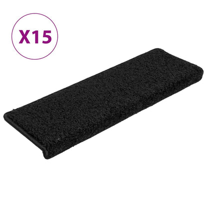 Stufenmatten 15 Stk. 65x21x4 cm Schwarz Rechteckiger Rand