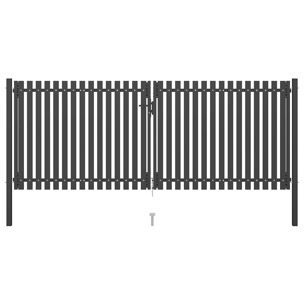 Gartentor aus Stahl 400 x 125 cm Anthrazit