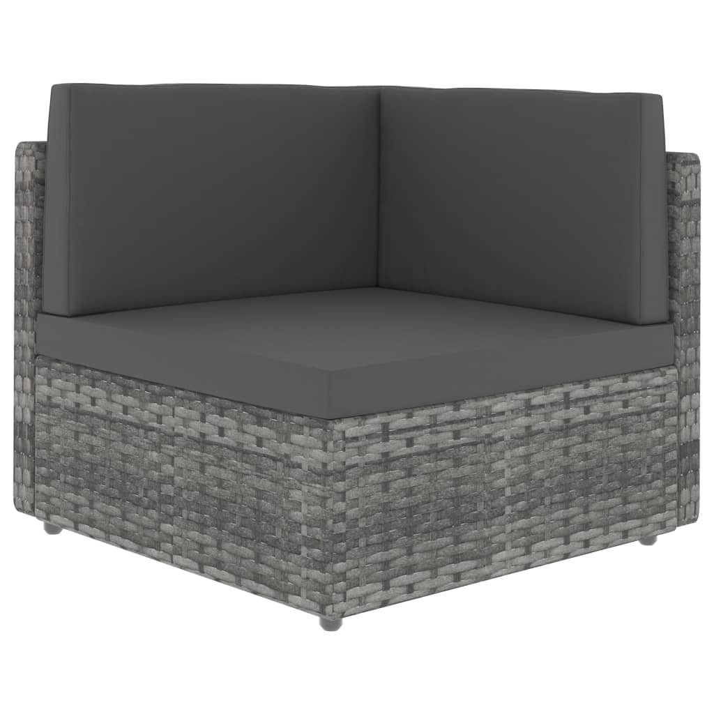 Modulares Sofa-Eckteil Poly Rattan Grau
