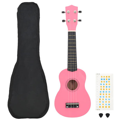 Sopran-Ukulele-Set mit Tasche für Kinder Rosa 21"