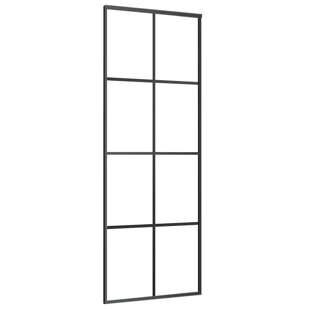 Schiebetür Aluminium und ESG Glas 76x205 cm Schwarz