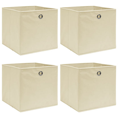 Aufbewahrungsboxen 4 Stk. Creme 32x32x32 cm Stoff